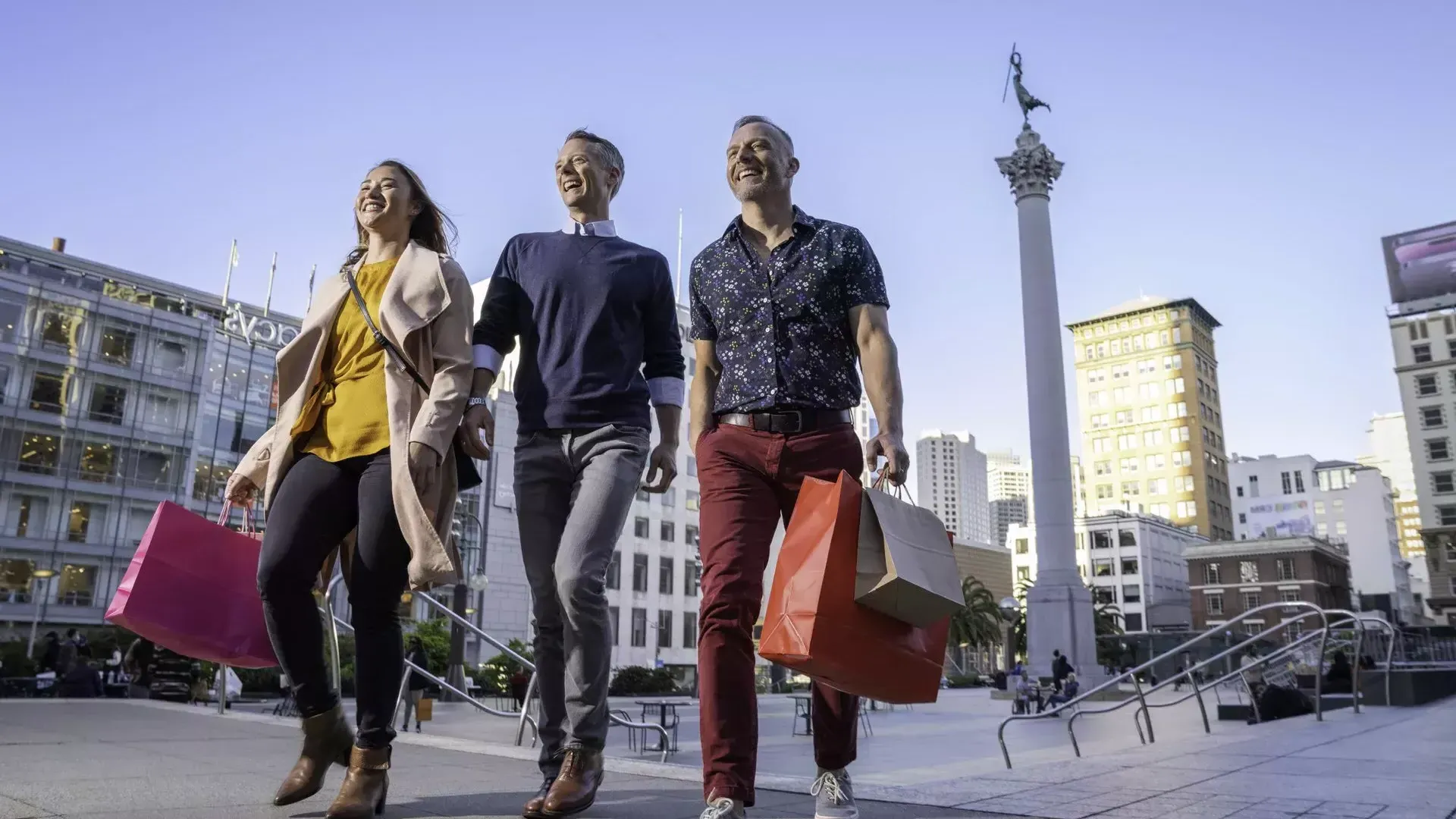 Shoppers walk through San Francisco's Union Square.